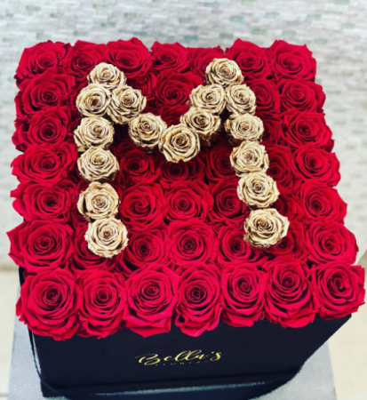 3D Initial Large Box Roses That Last a Year
