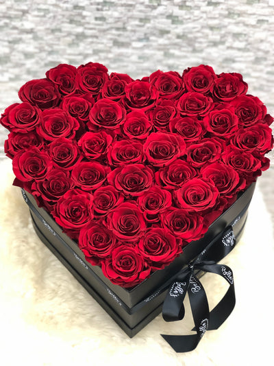 Large Heart Box 50 Fresh Roses