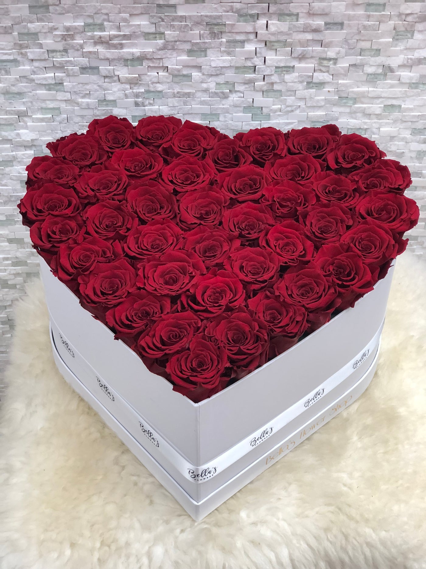 Large Heart Box 50 Fresh Roses