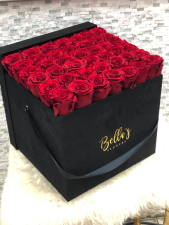 Large Black Suade Box 49 Roses That Last Up To A Year